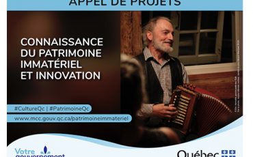 Appel de projets/Connaissance du patrimoine immatériel et innovation/Limite 23 oct.