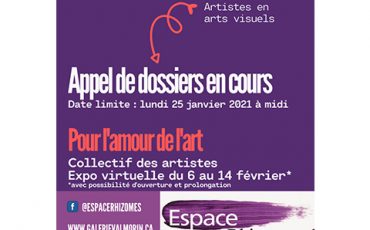 Appel de dossiers – Exposition collective – Pour l’amour de l’art – 2021/Limite 25 janvier